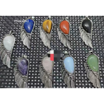 GPK Angel Wing Pendant (about 2.25 inch) - 10 pcs pack - mix with Amethyst, Rose Quartz, Aventurine, Lapis, Blue Goldstone, and Obsidian